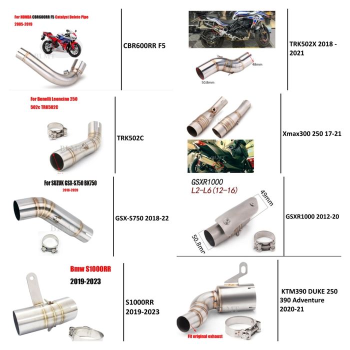 Adaptador de ponteiras para moto link pipe