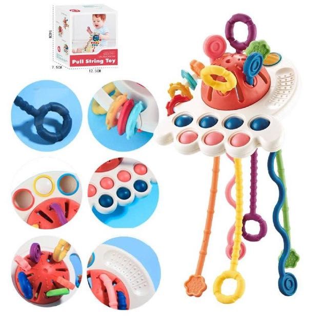 Логічна іграшка тестурне брязкальце 4 в 1 Монтессорі