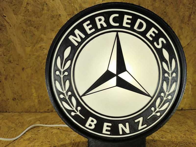 Lightbox luminaria decorativa Mercedes-Benz 2 cores