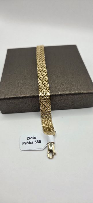 Szeroka bransoletka złota Bismarck pr 585 14K