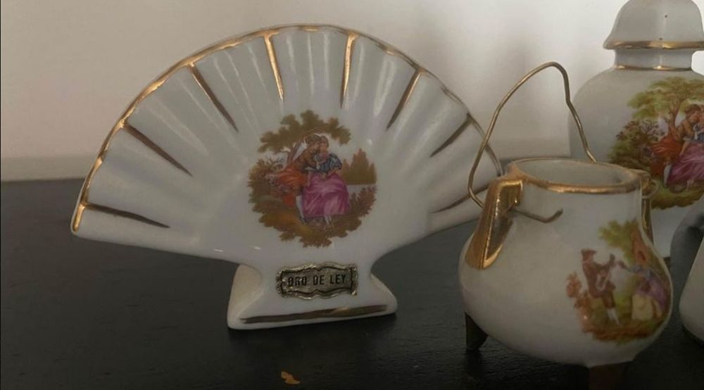 Conjunto porcelana ouro de lei