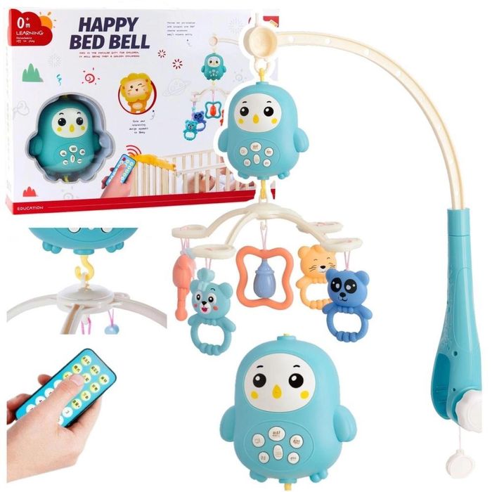 Karuzela do łóżeczka z lampką grzechotki Misie pudełko,415x305 mm