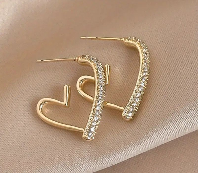 Серьги сердце с кристаллами Swarovski