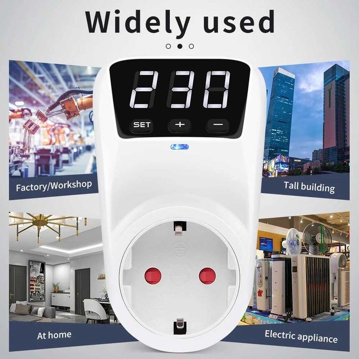 Розетка, Авто-реле, защита от высокого/низкого напряжения 16А 3680 Вт