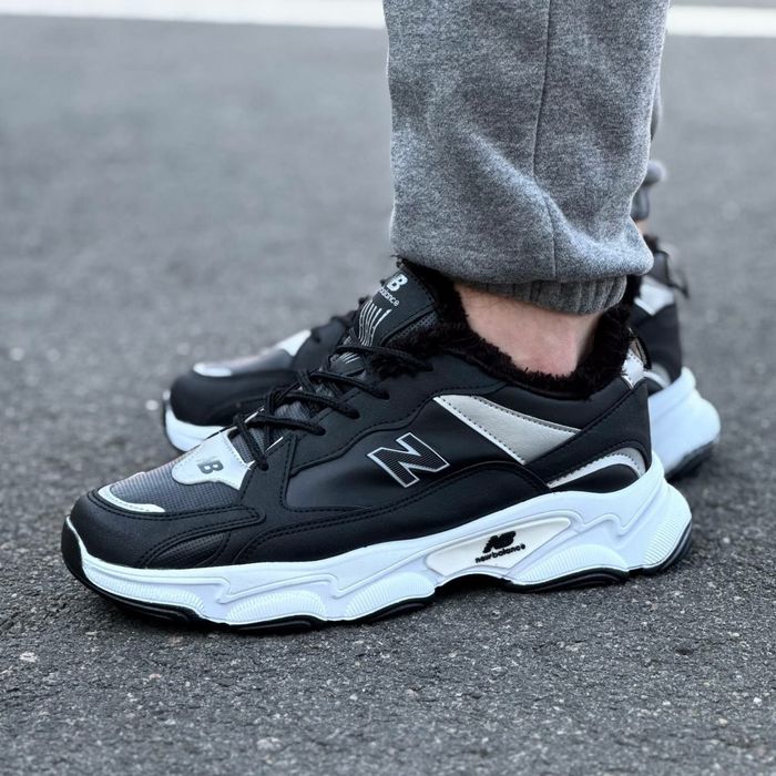 Чоловічі зимні кросівкі New Balance, теплі, стильні, замшеві, з хутром