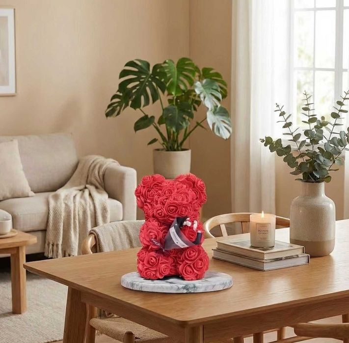 Miś z Róż Prezent Na Walentynki Dzień Kobiet Babci + GRATIS Bukiet