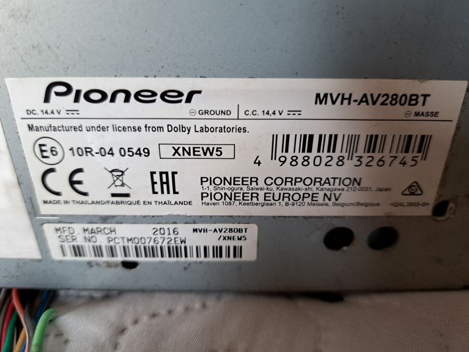 Radio Pioneer 2 din MVH AV 280 BT