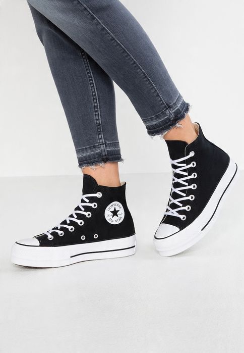 Converse buty trampki damskie wysokie czarne platforma lift hi 38