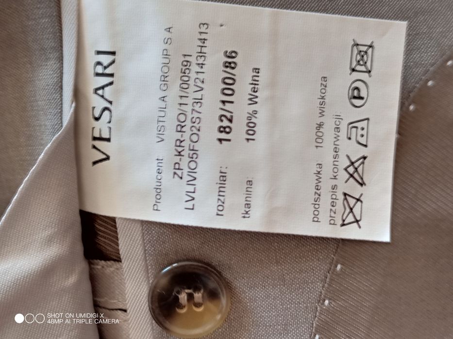 Nowy garnitur Vesari/Vistula wełna 100%
