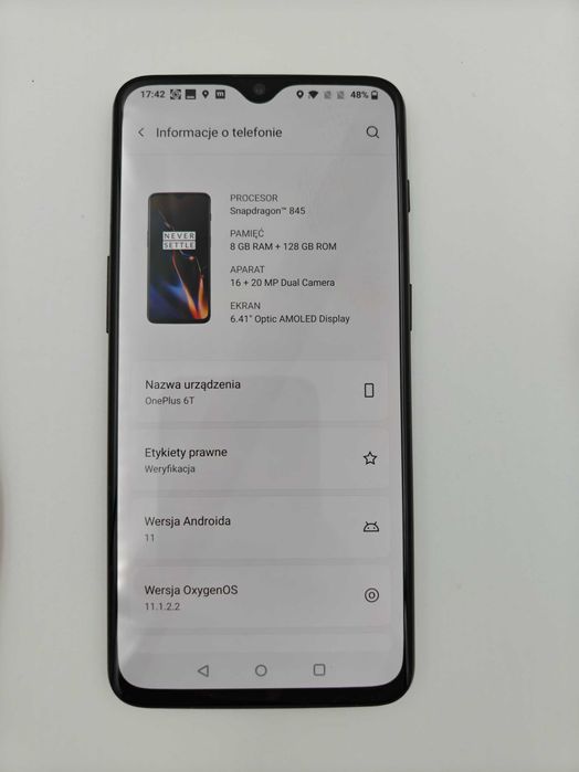 OnePlus 6T Midnight Black 8/128 + słuchawki OnePlus Bullets Wireless