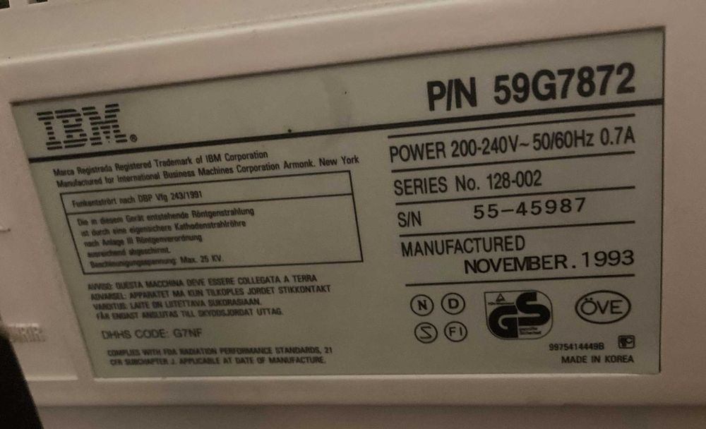 Monitor IBM PS1 59G7872 Series 128-00264283780821250122