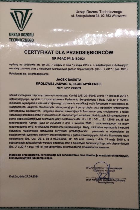 Montaż i serwis klimatyzacji - Myślenice  i okolice