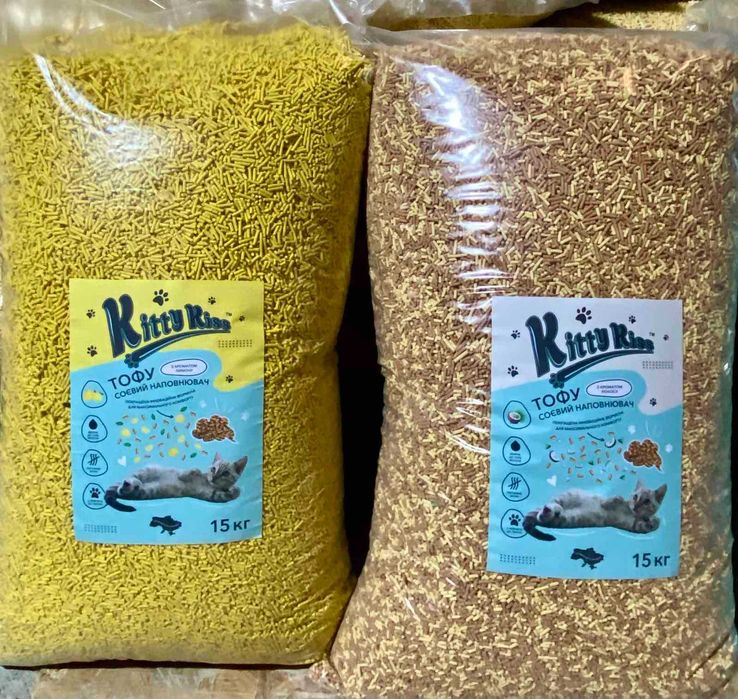 Тофу, комкуючий наповнювач для котів, Tofu з ароматом 15 кг