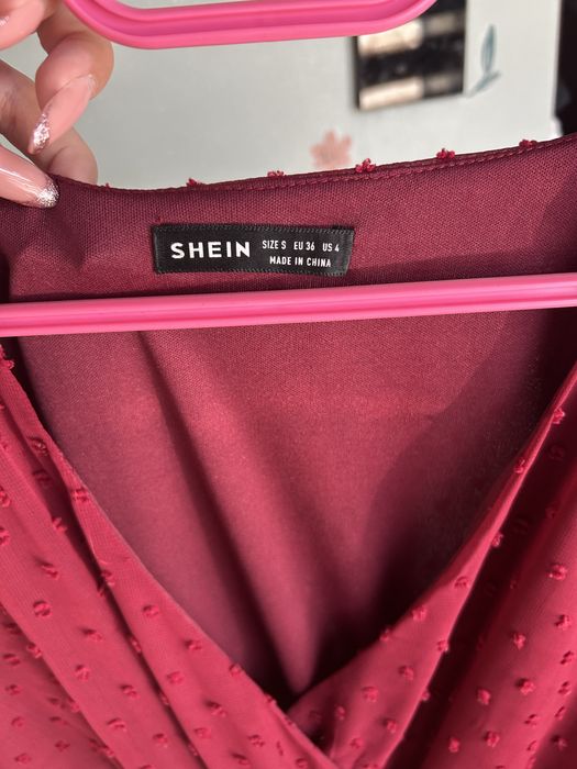 Bordowa sukienka plumetti shein 36