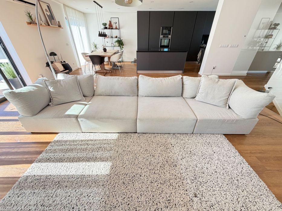 Sofá modular bege/cinza claro