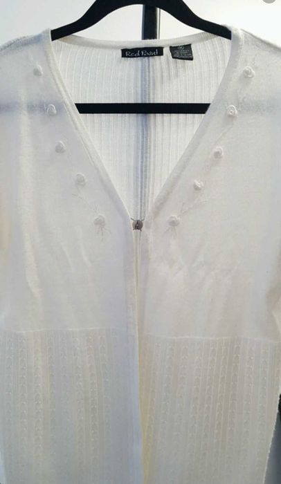 Vintage/retro/boho biały świąteczny sweter/kardigan S/M