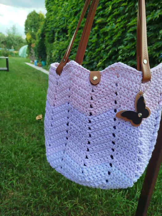 Torebka typu tulipan-unikat, sznurek bawełniany. Handmade, rękodzieło.