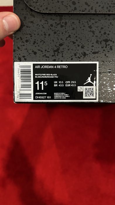 Nike air jordan 4 red cement 45,5