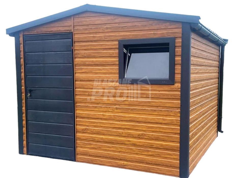 Domek Ogrodowy 3x3m Okno Blachodachówka Rynny Czarny Dwuspadowy GP366
