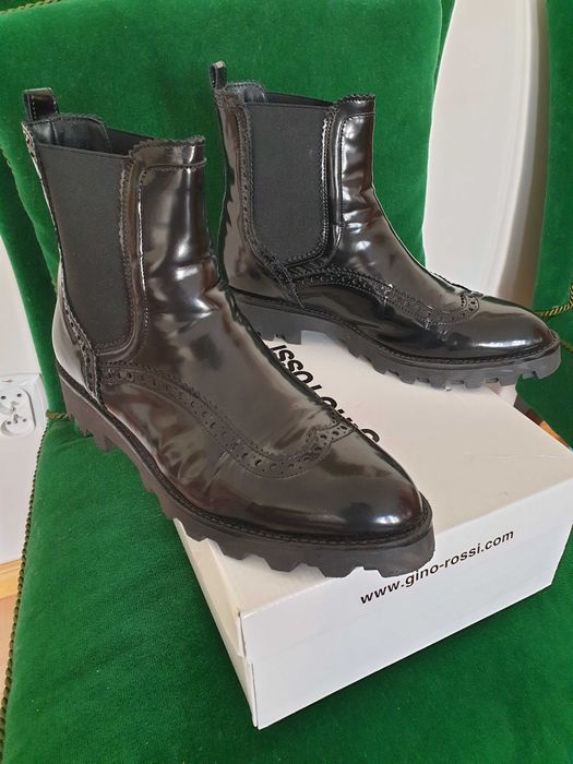 Botki, sztyblety Gino Rossi, 38, czarne, skóra, kozaki do kostki