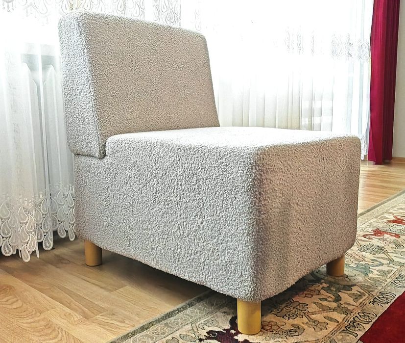 Nowy fotel 55cm tkanina przypomina wełnę możliwy transport