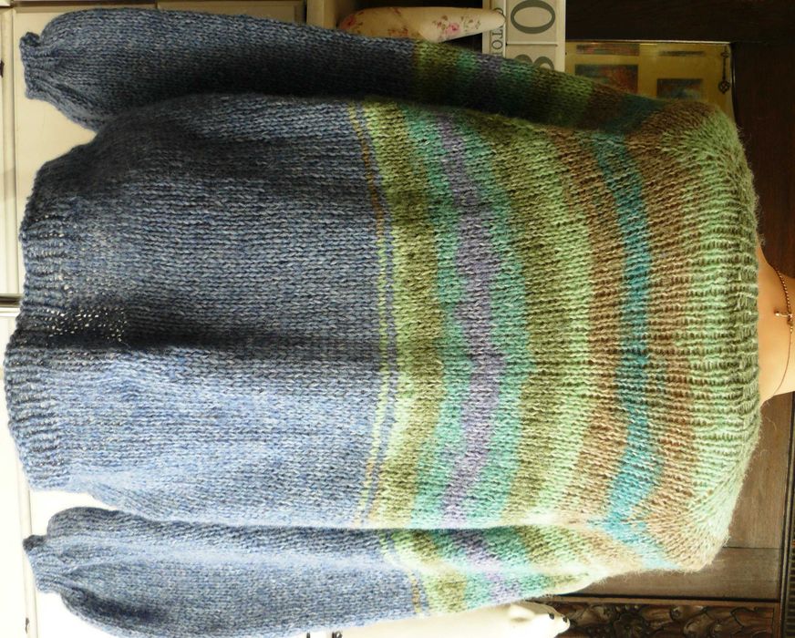 Nowy ręcznie robiony handmade sweter Drops Air 65% alpaka merino 50