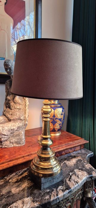 Mosiężna lampa hollywood regency mid century design antyk modern chic