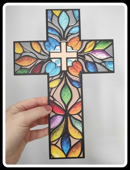 Drewniana dekoracja ścienna ozdoba religijna KRZYŻ