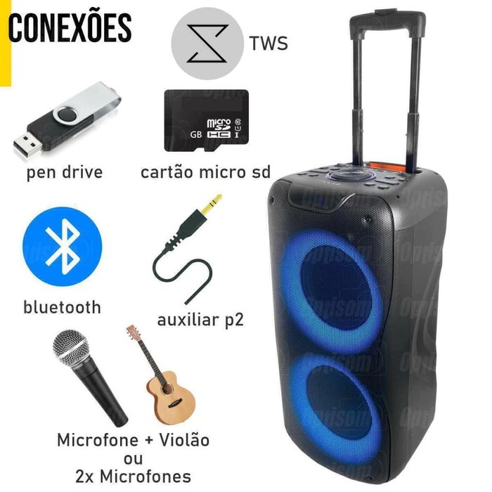 Coluna de som de 800w portátil