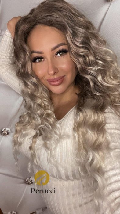 Peruka topper duza baza duza gestosc afroloki ombre blond