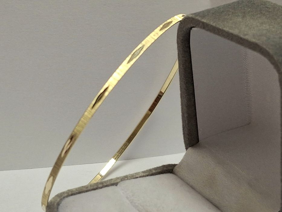 Bransoletka ze Złota Bangle Laserowana Satyna zloto