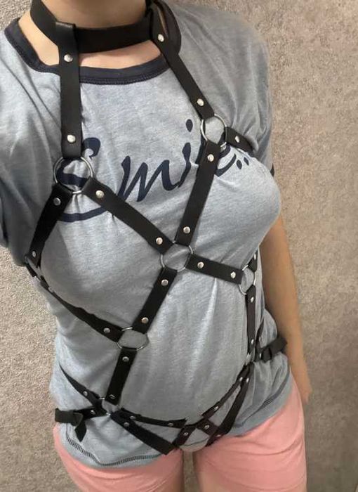 Harness uprząż na cale cialo skora