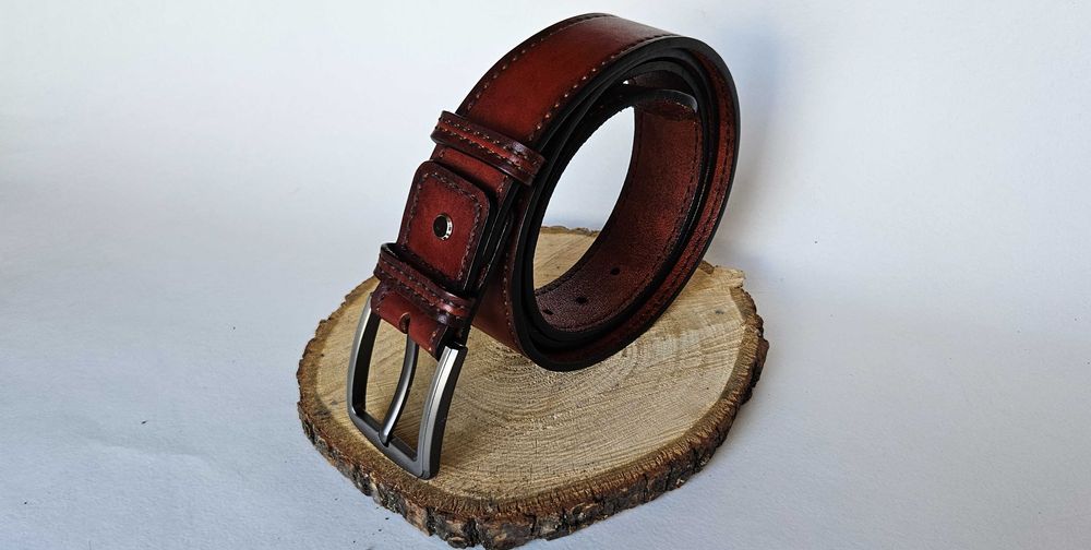 Чоловічий ремінь з натуральної шкіри ручної роботи