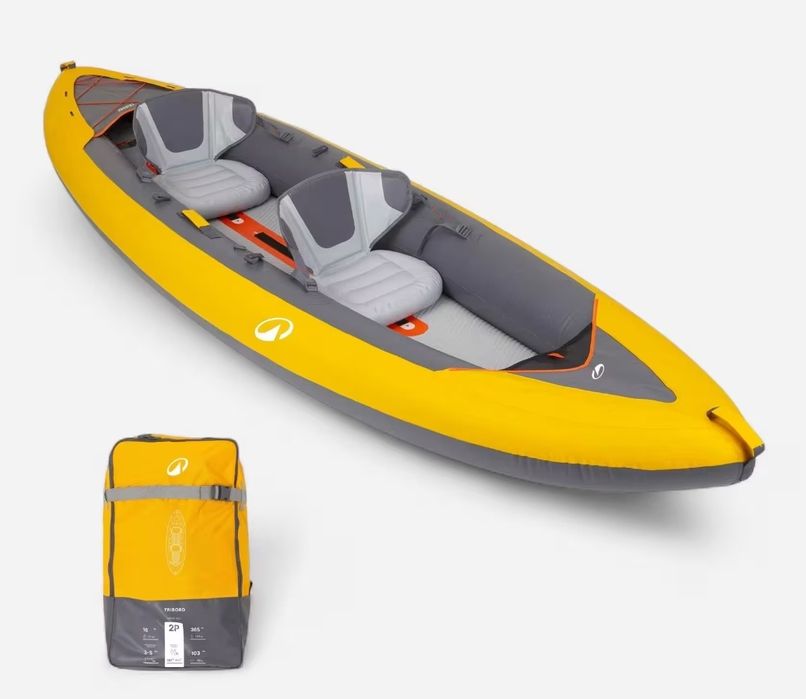 Canoa kayak insuflável 2 lugares - Tribord 100+ Amarelo