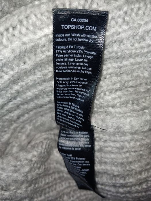 Свитер джемпер женский с горловиной на змейке зип 3/4 Topshop серый