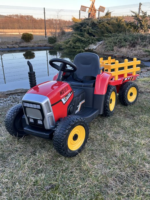 Traktor na akumulator z Przyczepką Pilot 137cm 12V Miękkie koła EVA
