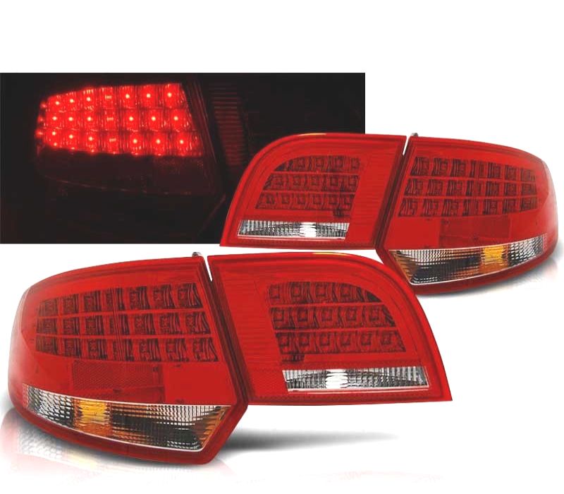 PILOTOS AUDI A3 8PA SPORTBACK 04-08 LED VERMELHO CROMADO