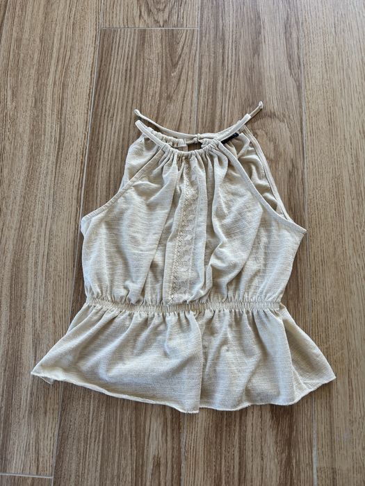 Bluzka top boho letni koronka beż Mohito S