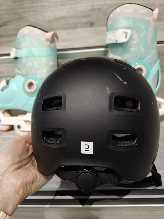 Rolki i kask dla dziewczynki miętowe