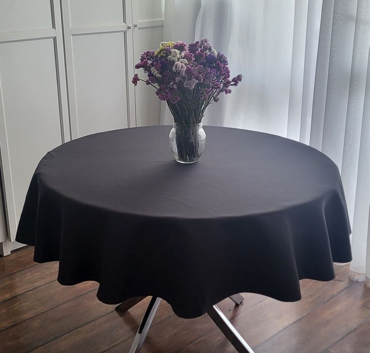 OKAZJA elegancki okrągły obrus 150cm ciemny szary obrus plamoodporny