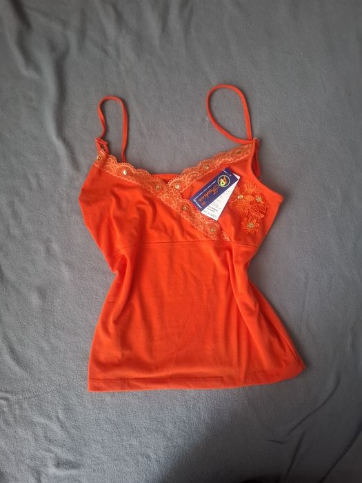Koszulka podkoszulka bluzka tank top pomarańczowa XXL cekiny Nowa