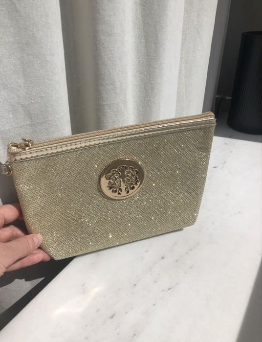 Kosmetyczka damska, saszetka, mini torebka złota