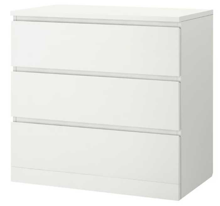 Cómoda MALM com 3 gavetas, branco, 80x78 cm