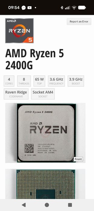 Cpu AMD Ryzen 5 2400G