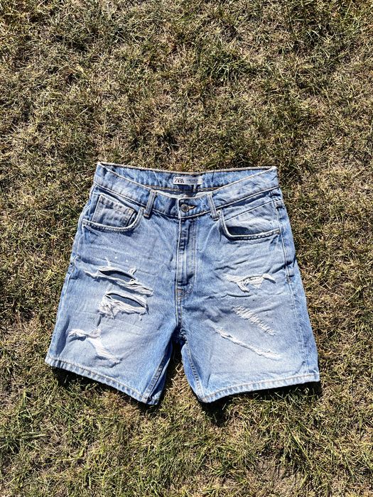 Spodenki Jeansowe Zara Rozmiar 38 M Z Dziurami Przetarcia Jasny Jeans