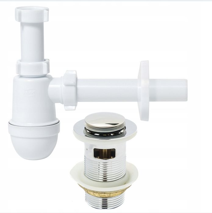 Korek klik klak z przelewem i syfonem do umywalki nowy