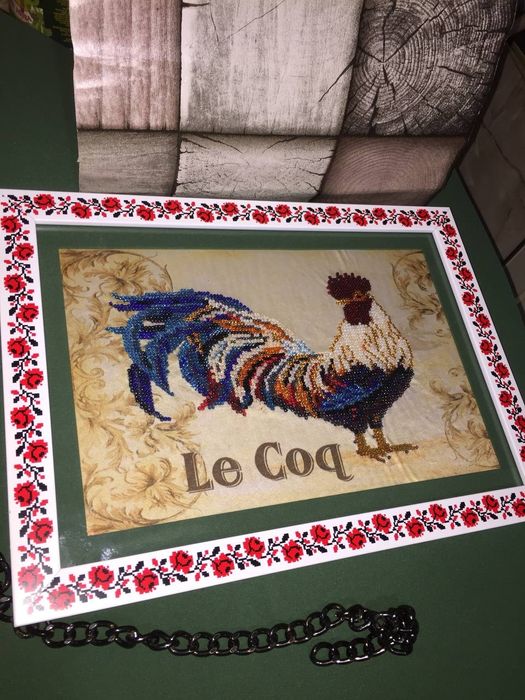 Картина бісером "Півень", український оберіг