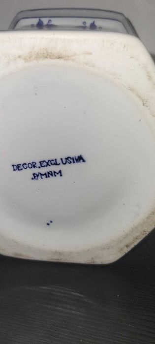 Frasco/Pote de Chá em Faiança Azul e Branca - Decoração Exclusiva
