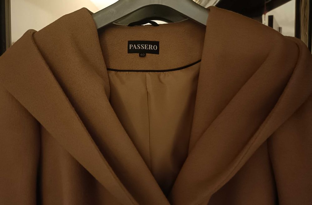 PŁASZCZ damski elegancki wełna alpaka PASSERO nowy r. 40