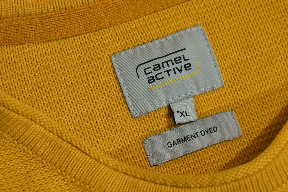 Camel Active Garment Dyed Żółty Bawełniany Sweter Męski Xl